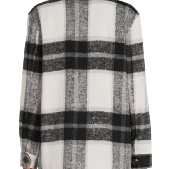 Jason Maxwell Womens Black White Plaid Chore Shacket Medium Shirt Jacket Fall - Picture 14 of 15